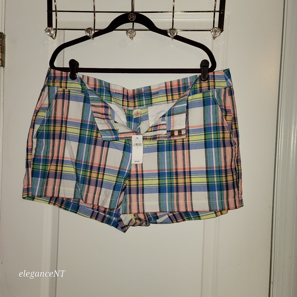 GAP Pink/Blue Plaid Khaki Lightweight Summer Shorts Sz: 16 NWT - Picture 6 of 8